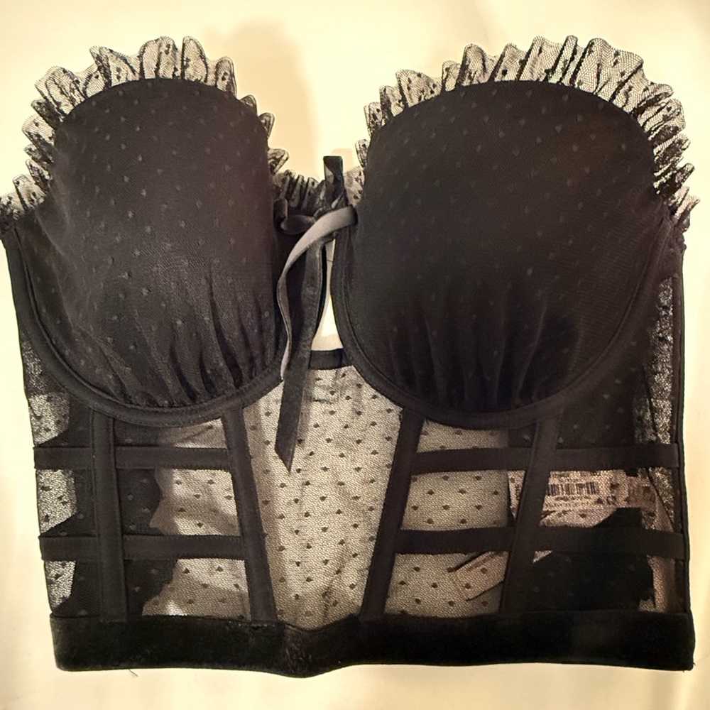 Victoria's Secret Black Sheer Lace Corset top